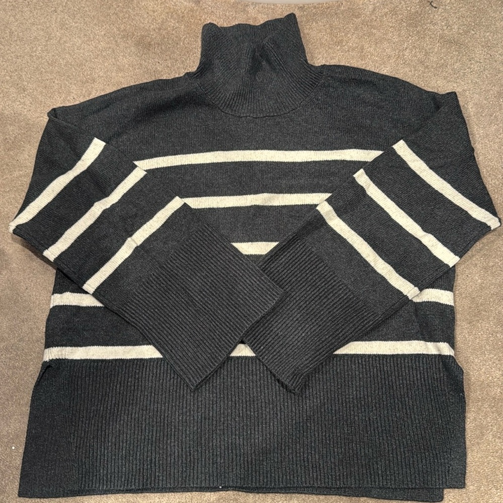Charcoal striped turtle neck sweater
